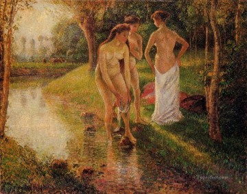 bañistas 1896 Camille Pissarro desnudo impresionista Pinturas al óleo